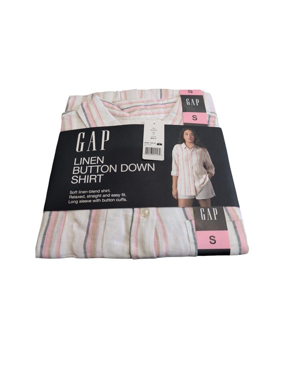 Gap Women's Linen Blend Button-Down Shirt Multicolor Size S
